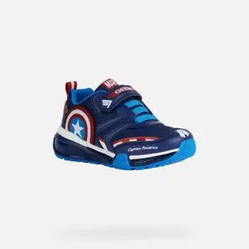 Темно-синие кроссовки с подсветкой Bayonyc Captain America Geox, синий