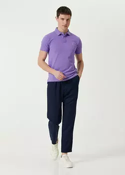 Темно-синие льняные брюки с завязками на талии Polo Ralph Lauren