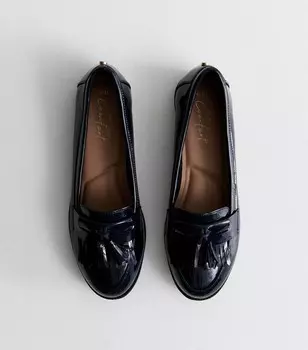 Темно-синие лакированные лоферы с кисточками New Look, военно-морской