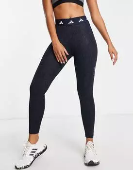 Темно-синие леггинсы с камуфляжным принтом adidas Training Techfit Digital