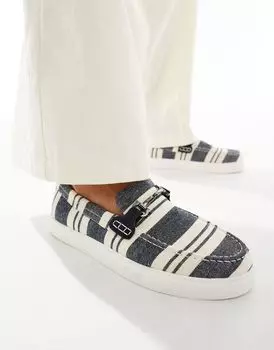 Темно-синие лоферы в полоску ASOS DESIGN