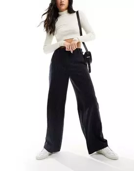 Темно-синие мешковатые брюки в тонкую полоску ASOS DESIGN