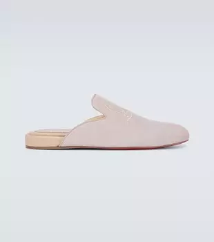 Темно-синие мюли Coolito на плоской подошве Christian Louboutin, бежевый