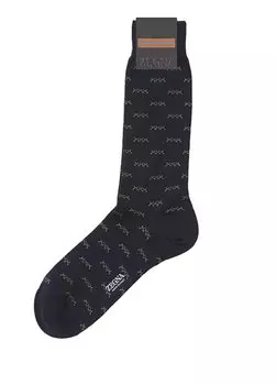 Темно-синие мужские носки с рисунком Zegna
