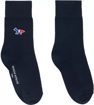Темно-синие носки Tricolor Fox Maison Kitsun