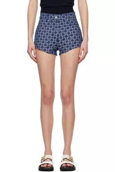 Темно-синие облегающие джинсовые шорты с монограммой 72 Givenchy