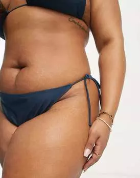 Темно-синие плавки бикини Brave Soul Plus с завязками по бокам