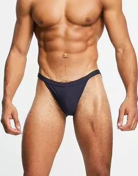 Темно-синие плавки с завышенной талией ASOS DESIGN