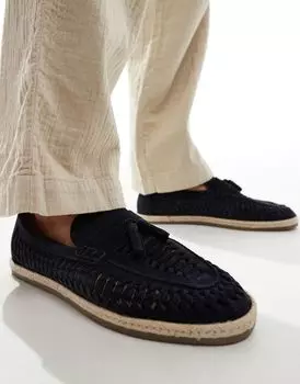 Темно-синие плетеные лоферы в стиле эспадрильи River Island