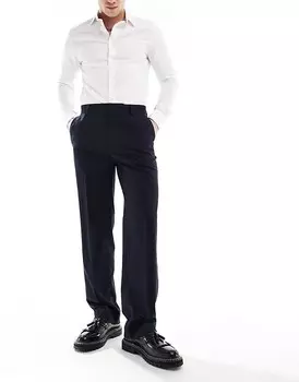 Темно-синие прямые брюки ASOS DESIGN