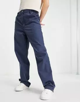 Темно-синие прямые брюки с напуском ASOS DESIGN