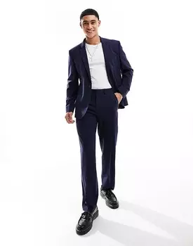 Темно-синие прямые костюмные брюки ASOS DESIGN
