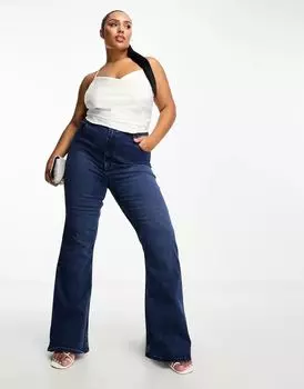 Темно-синие расклешенные джинсы ASOS DESIGN Curve PowerStretch