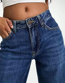 Темно-синие широкие джинсы с завышенной талией Bershka