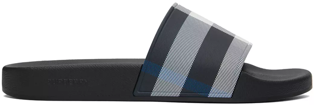 Темно-синие шлепанцы в клетку Burberry