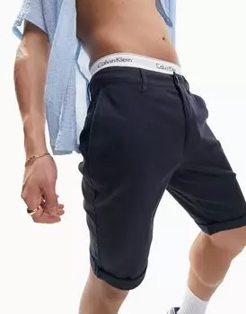Темно-синие шорты чинос скинни стандартной длины ASOS DESIGN