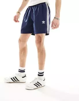 Темно-синие шорты для плавания с трилистником и 3 полосками adidas
