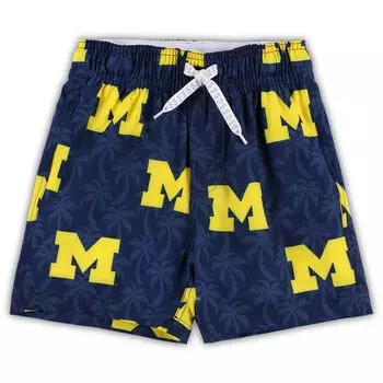 Темно-синие шорты для плавания Wes & Willy Michigan Wolverines Palm Tree для дошкольников Unbranded