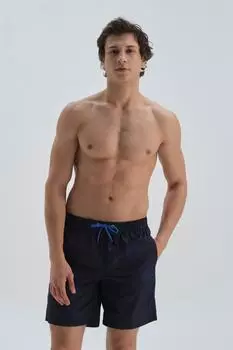 Темно-синие шорты среднего размера с узором в виде парусника Dagi, темно-синий