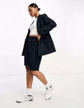 Темно-синие шорты в тонкую полоску Vero Moda