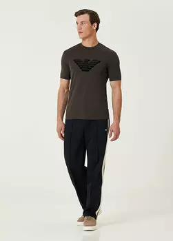Темно-синие спортивные штаны с детальным логотипом Emporio Armani