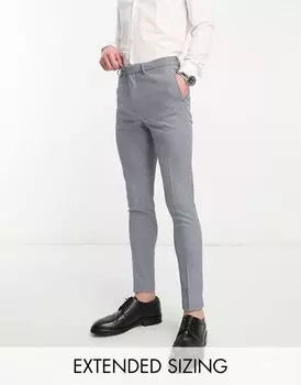 Темно-синие суперузкие костюмные брюки с фактурой «птичий глаз» ASOS DESIGN Wedding