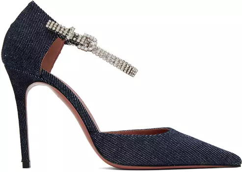 Темно-синие туфли на каблуке Amina Muaddi Ursina