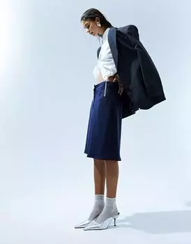 Темно-синие удлинённые шорты из неопрена ASOS