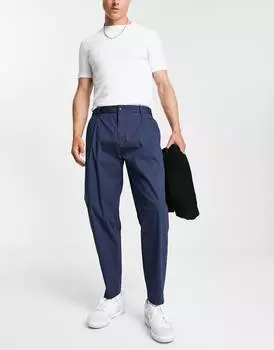 Темно-синие укороченные брюки из бумажного хлопка Calvin Klein