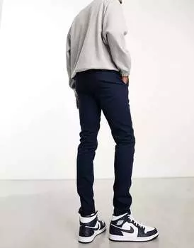 Темно-синие узкие брюки чинос ASOS
