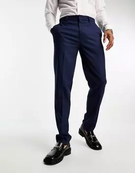 Темно-синие узкие брюки с микротекстурой ASOS DESIGN