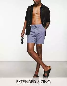 Темно-синие узкие льняные шорты средней длины ASOS DESIGN