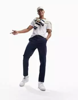 Темно-синие зауженные чиносы ASOS DESIGN