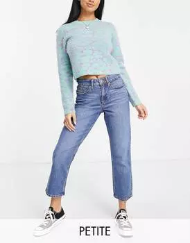 Темно-синие зауженные джинсы с завышенной талией Miss Selfridge Petite Mom