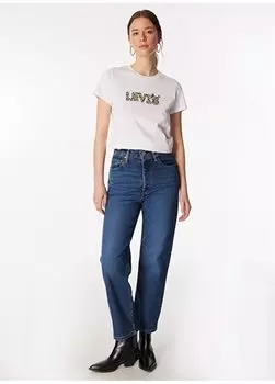 Темно-синие женские джинсовые брюки с высокой талией Levis, синий