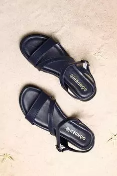 Темно-синие женские повседневные сандалии из натуральной кожи Antique Gn с пряжкой GNDER(R), темно-синий