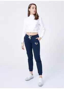 Темно-синие женские спортивные штаны со стандартной талией и вышивкой стандартной формы Ucla