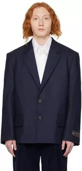 Темно-синий блейзер с принтом We11done