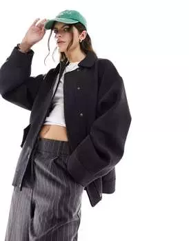 Темно-синий бомбер из смесовой шерсти ASOS