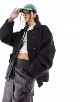 Темно-синий бомбер из смесовой шерсти ASOS DESIGN
