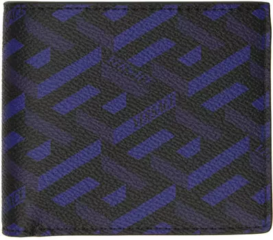 Темно-синий бумажник с монограммой Bifold Versace