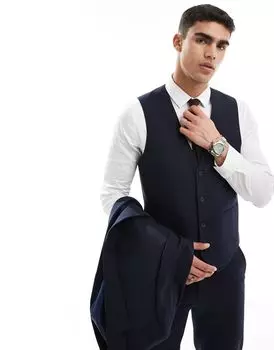 Темно-синий двубортный костюм-скинни ASOS DESIGN