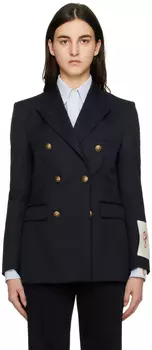 Темно-синий двубортный пиджак Golden Goose
