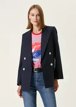 Темно-синий двубортный пиджак с ласточкиным воротником Zadig&Voltaire