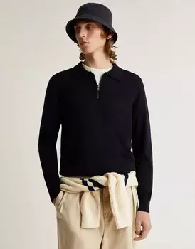 Темно-синий джемпер на молнии с фирменным логотипом Scalpers