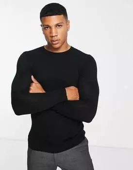 Темно-синий джемпер премиум-класса из мериносовой шерсти ASOS DESIGN