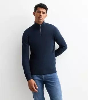 Темно-синий джемпер с молнией до половины длины Jack & Jones Jack & Jones, военно-морской