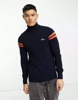 Темно-синий джемпер с высоким воротником и принтом пчел Devils Advocate