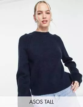 Темно-синий джемпер свободного кроя с круглым вырезом ASOS DESIGN Tall