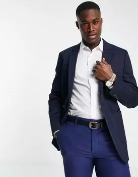 Темно-синий хлопковый пиджак скинни ASOS DESIGN Wedding
